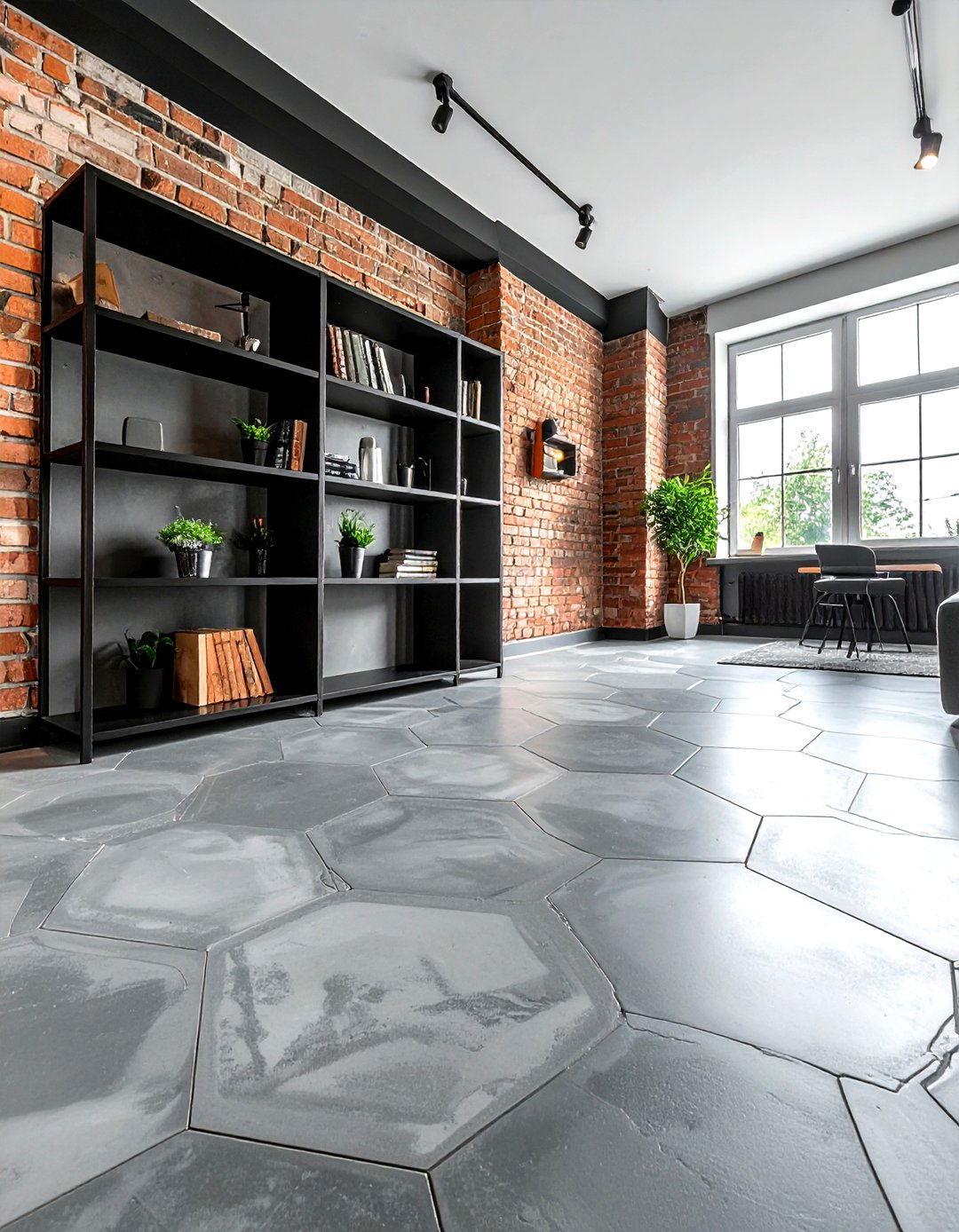 Concrete Look Hexagon Floor - 30 hexagon floor kitchen ideas