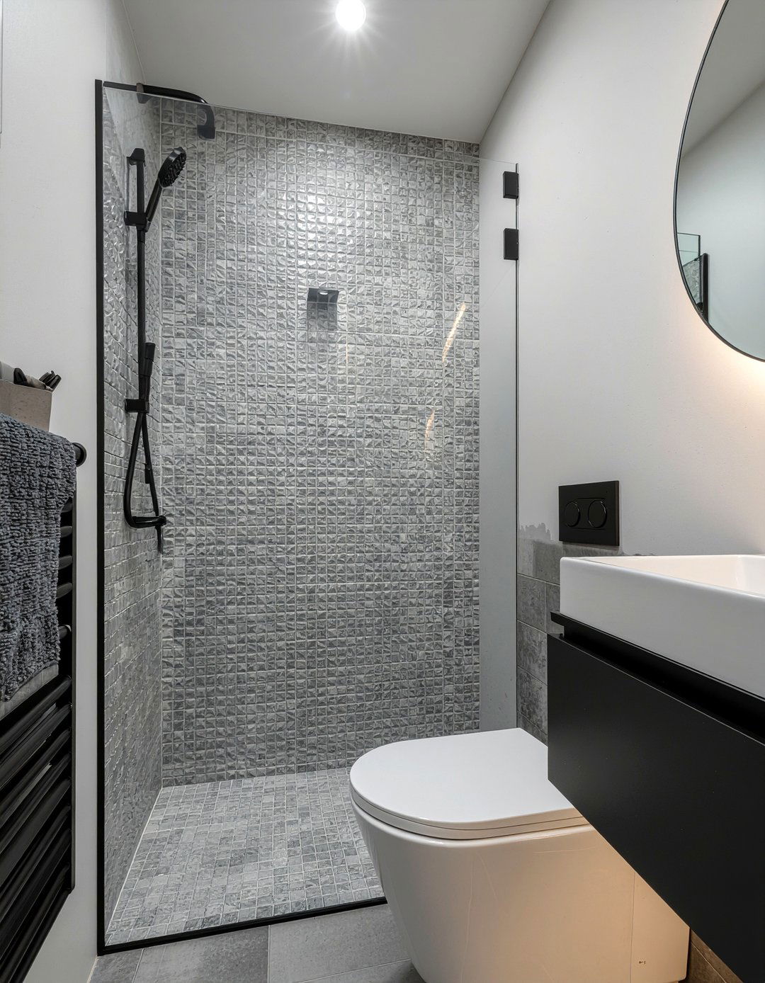 Concrete Look Mosaic Tile - 30 mosaic tile bathroom ideas