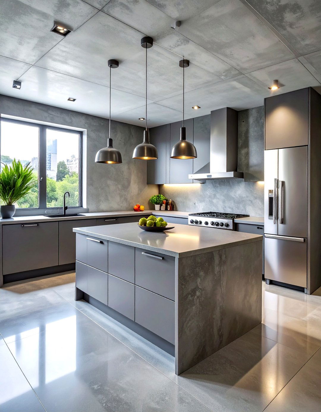 Concrete Look Porcelain Kitchen - 30 porcelain countertop kitchen ideas