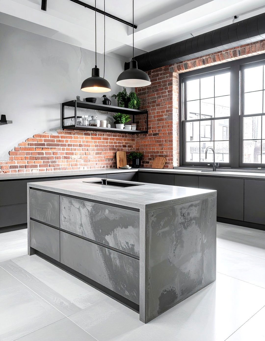 Concrete Look Quartz - 30 quartz kitchen ideas