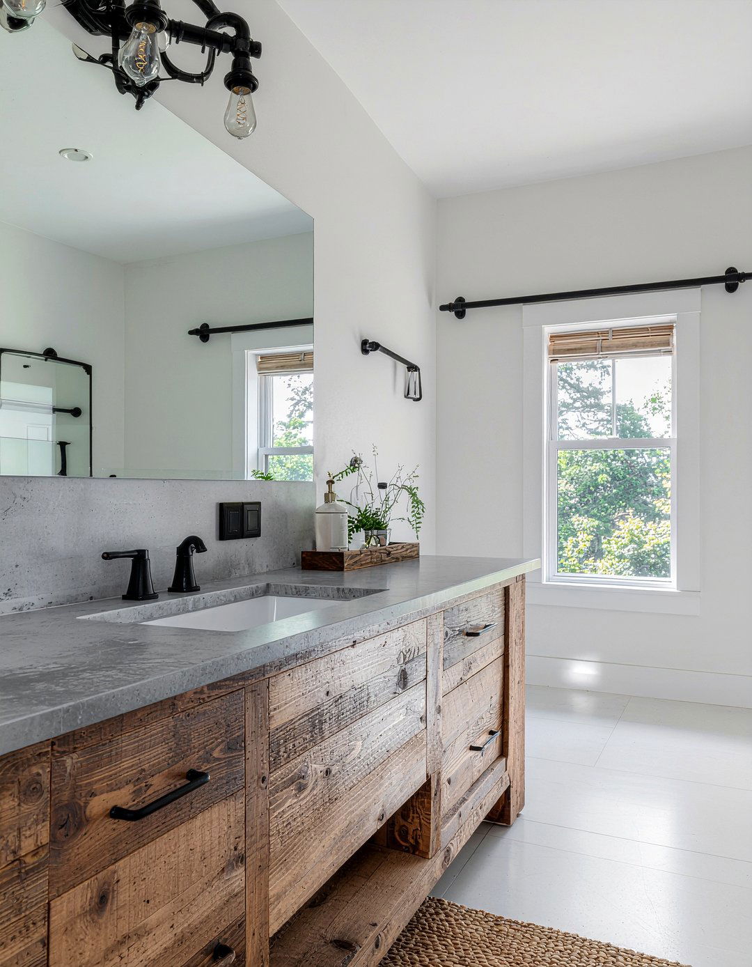 Concrete Look Quartz - 30 quartz bathroom ideas