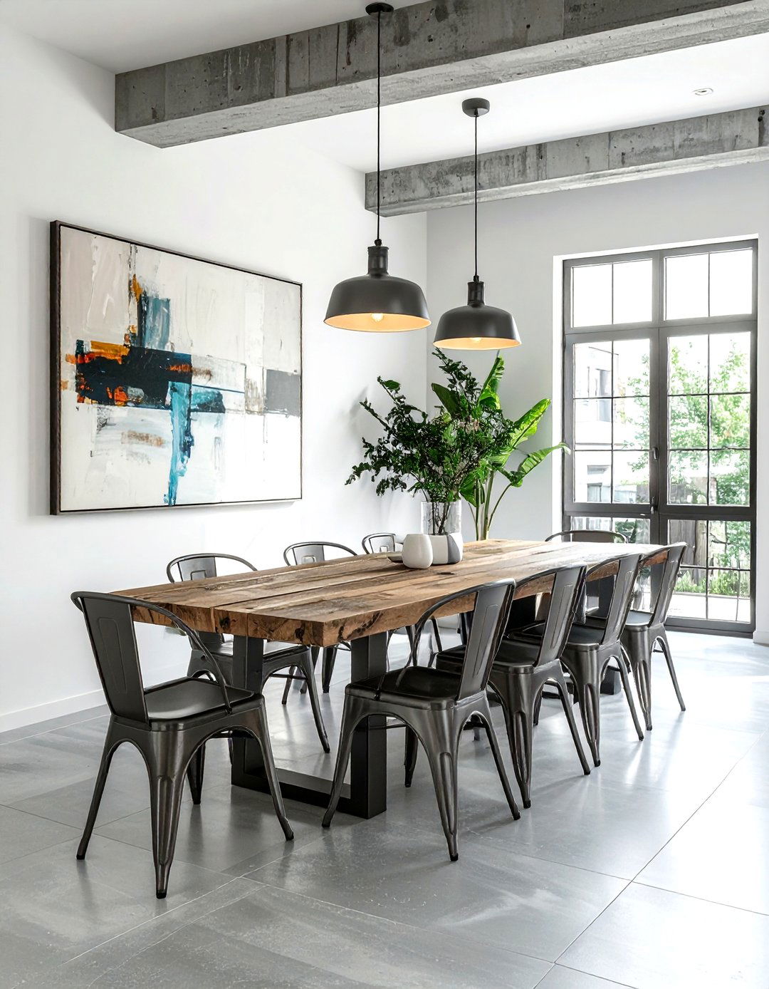 Concrete Look Tile - 30 dining room tile ideas