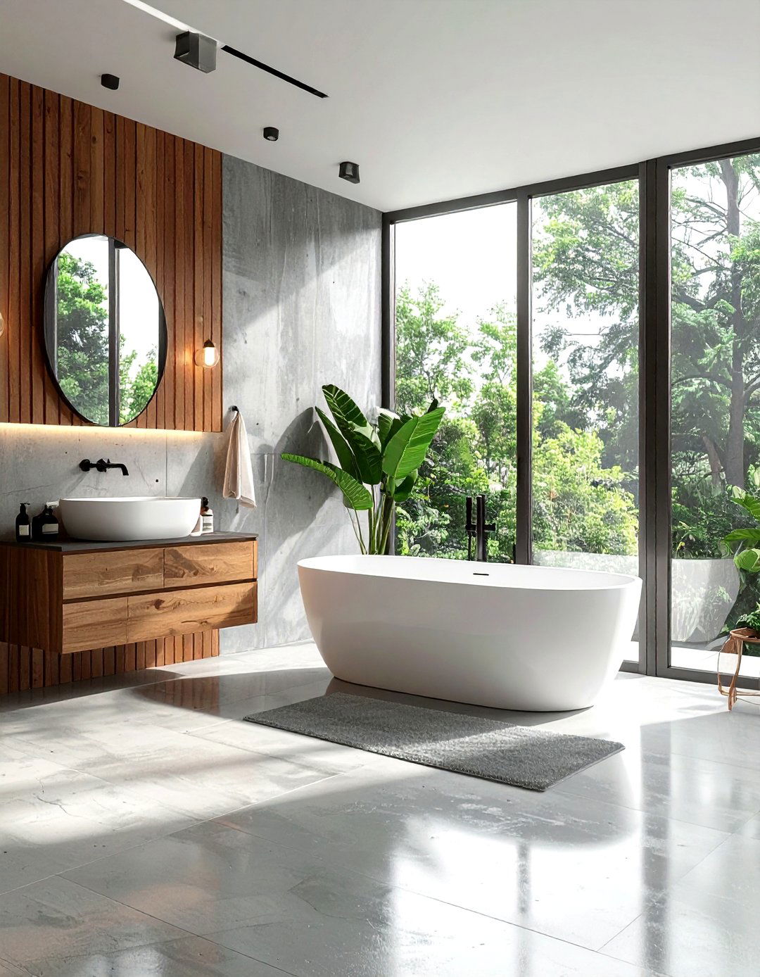 Concrete Mid Century Bathroom - 30 mid-century modern bathroom ideas