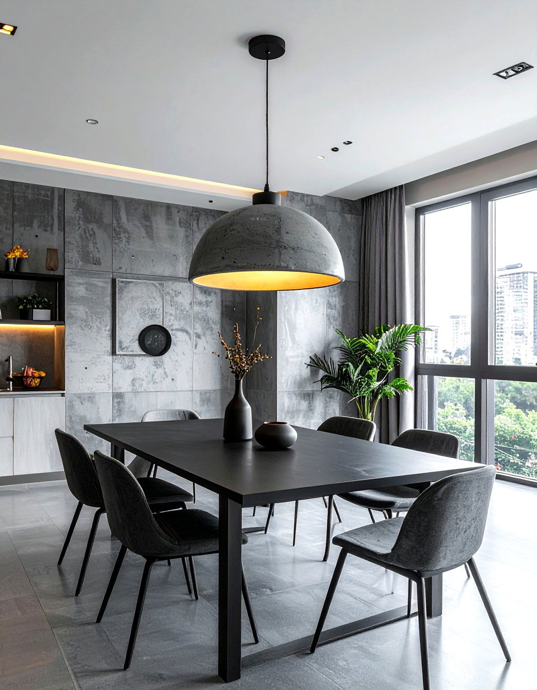 Concrete Pendant Light - 30 low hanging pendant dining room ideas