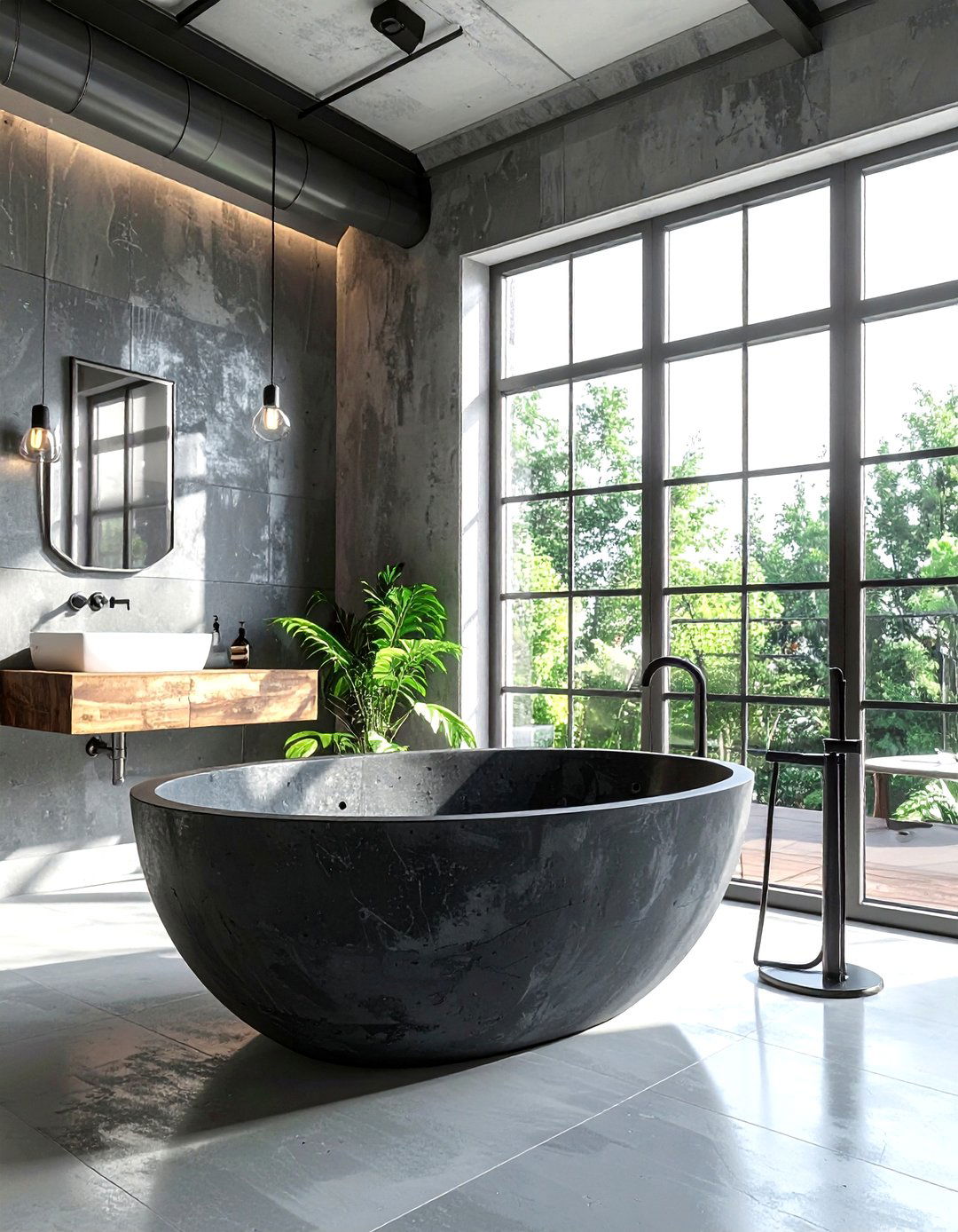 Concrete Soaking Tub - 30 soaking tub ideas