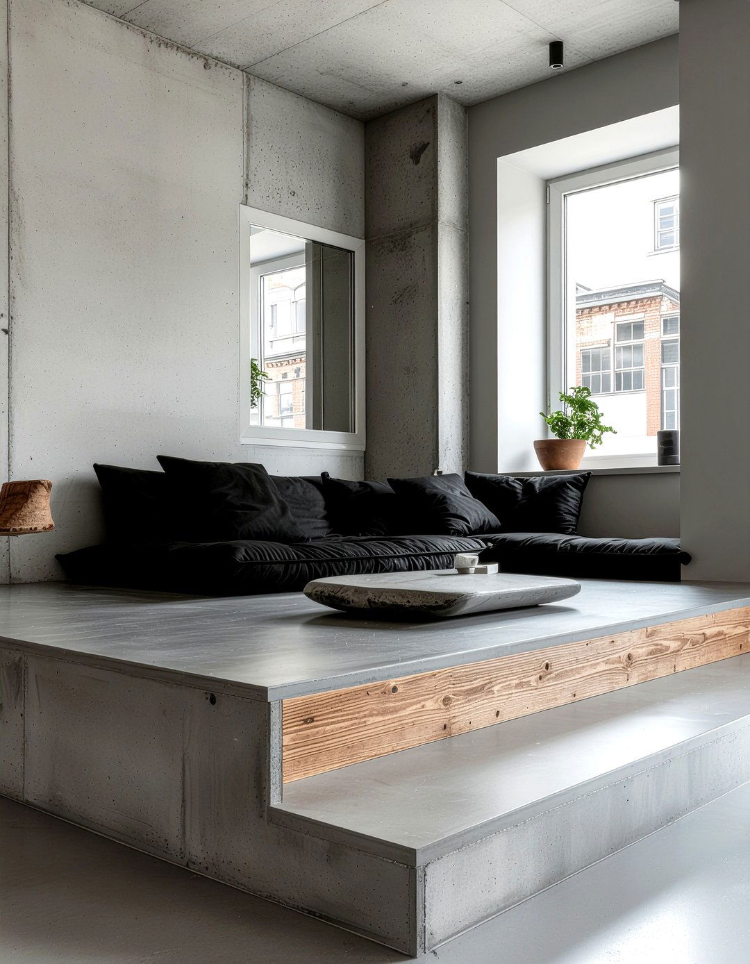 Concrete Sunken Seating Area - 30 living room conversation pit ideas