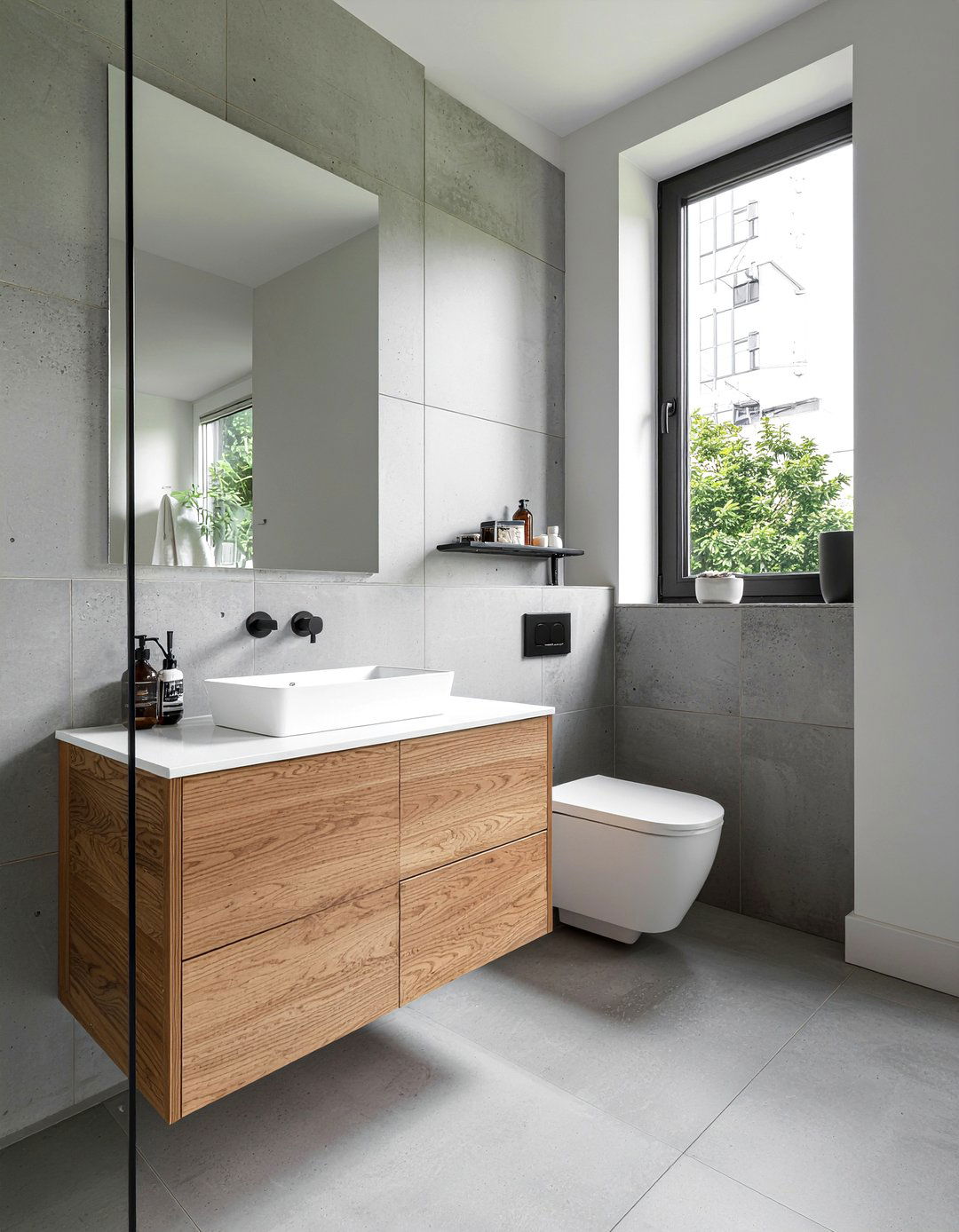 Concrete Tile Bathroom - 30 large format tile bathroom ideas