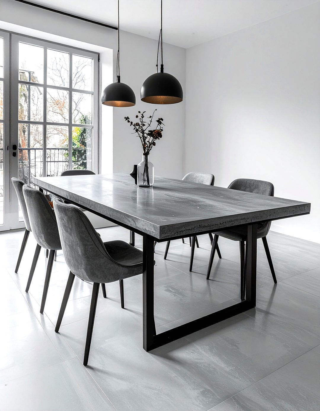 Concrete Top Dining Table - 30 rectangular dining table ideas