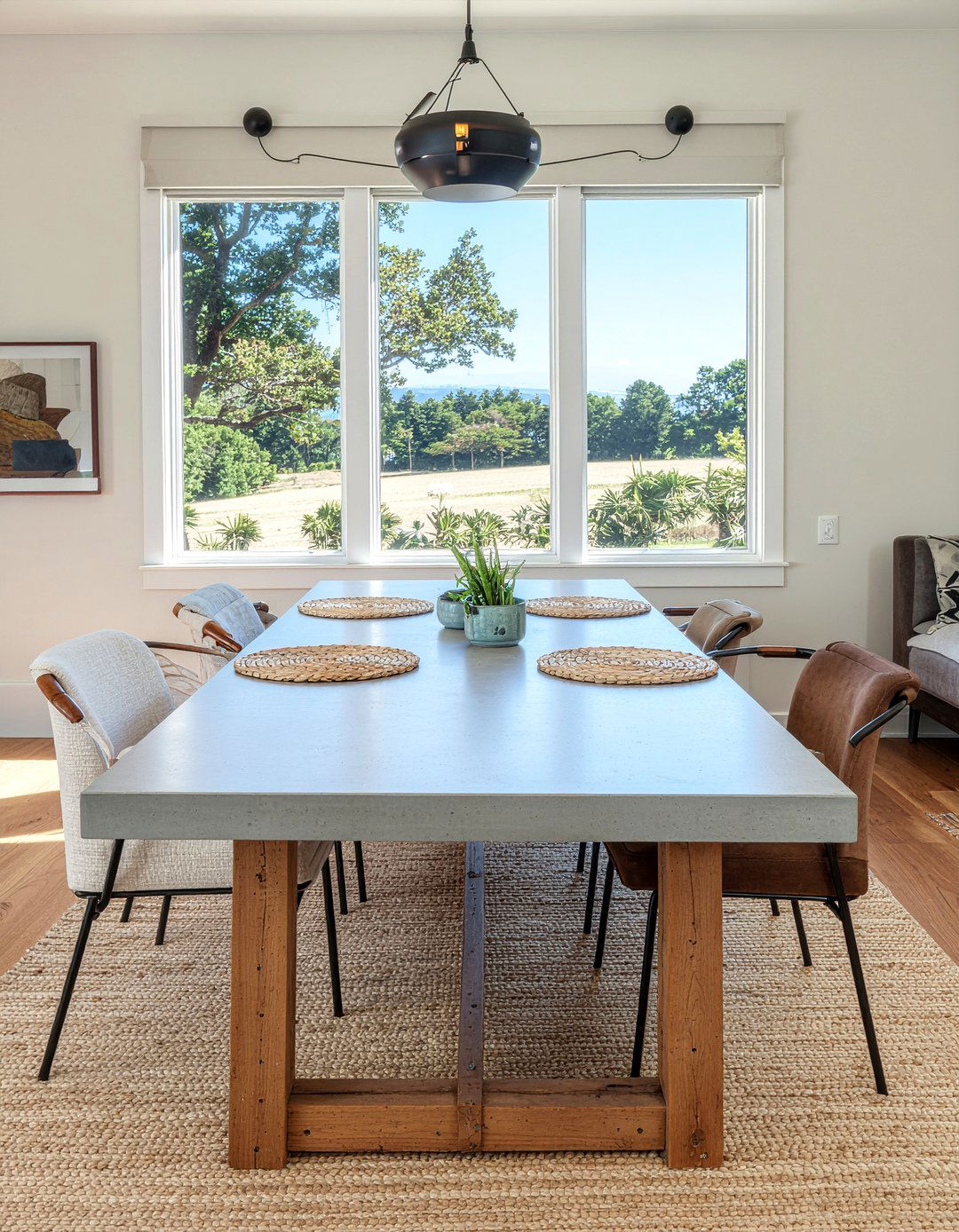 Concrete Top Farmhouse Table - 30 farmhouse dining table ideas