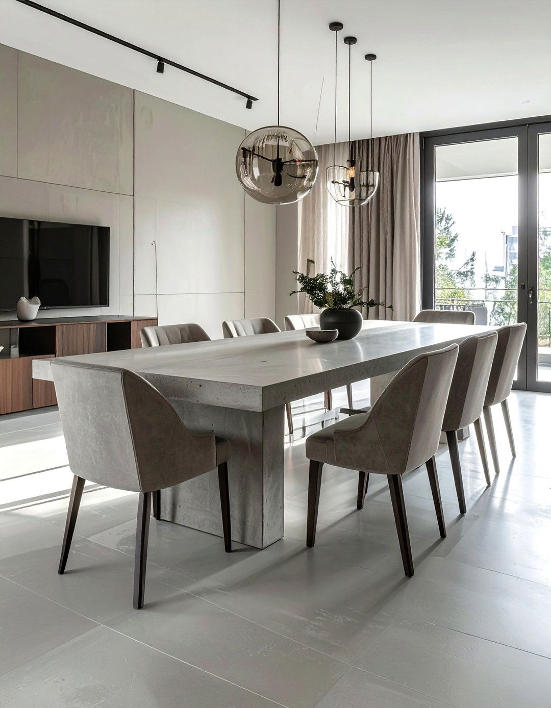 Concrete Trestle Dining Table - 30 concrete dining table ideas