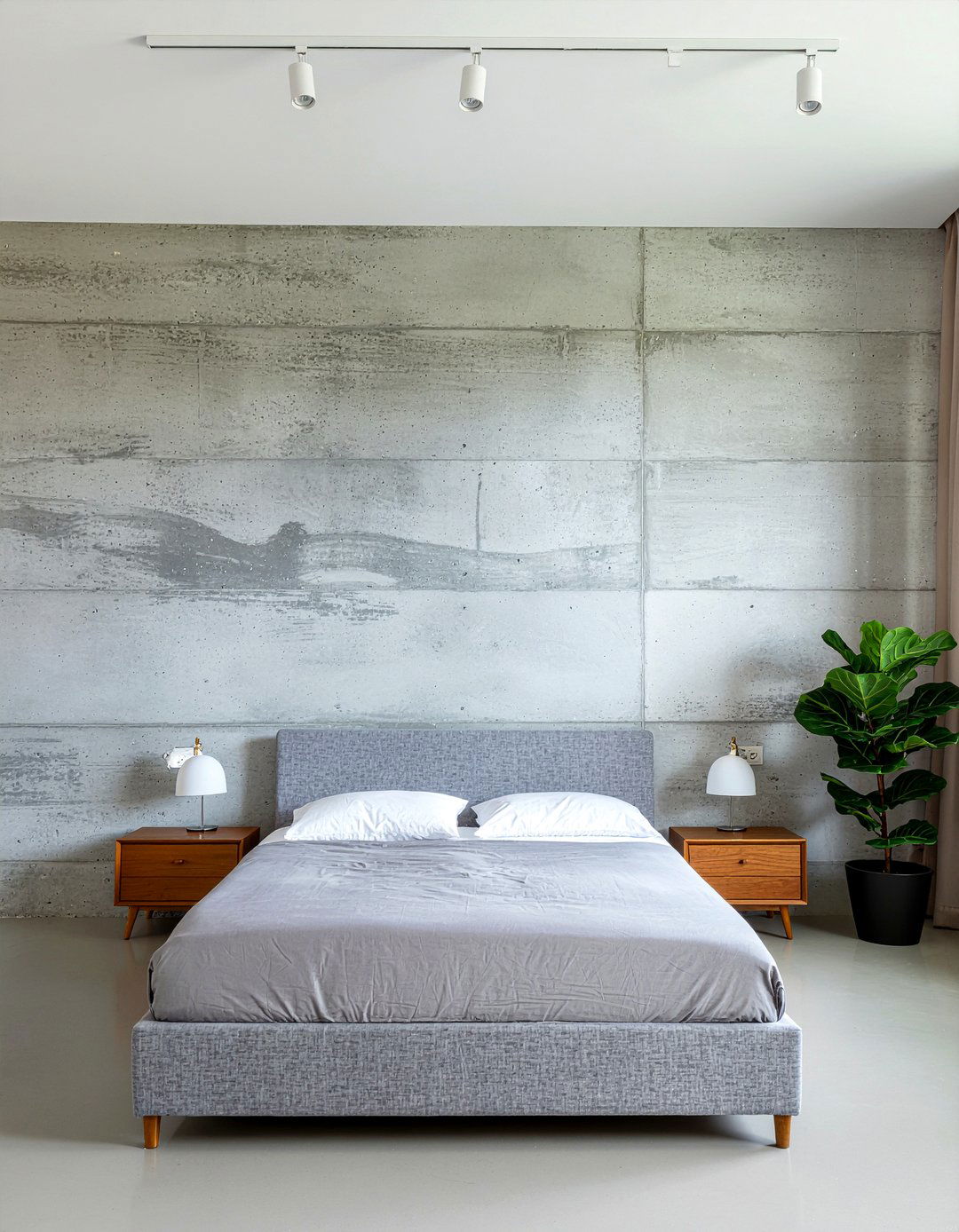 Concrete Wall - 30 industrial bedroom ideas