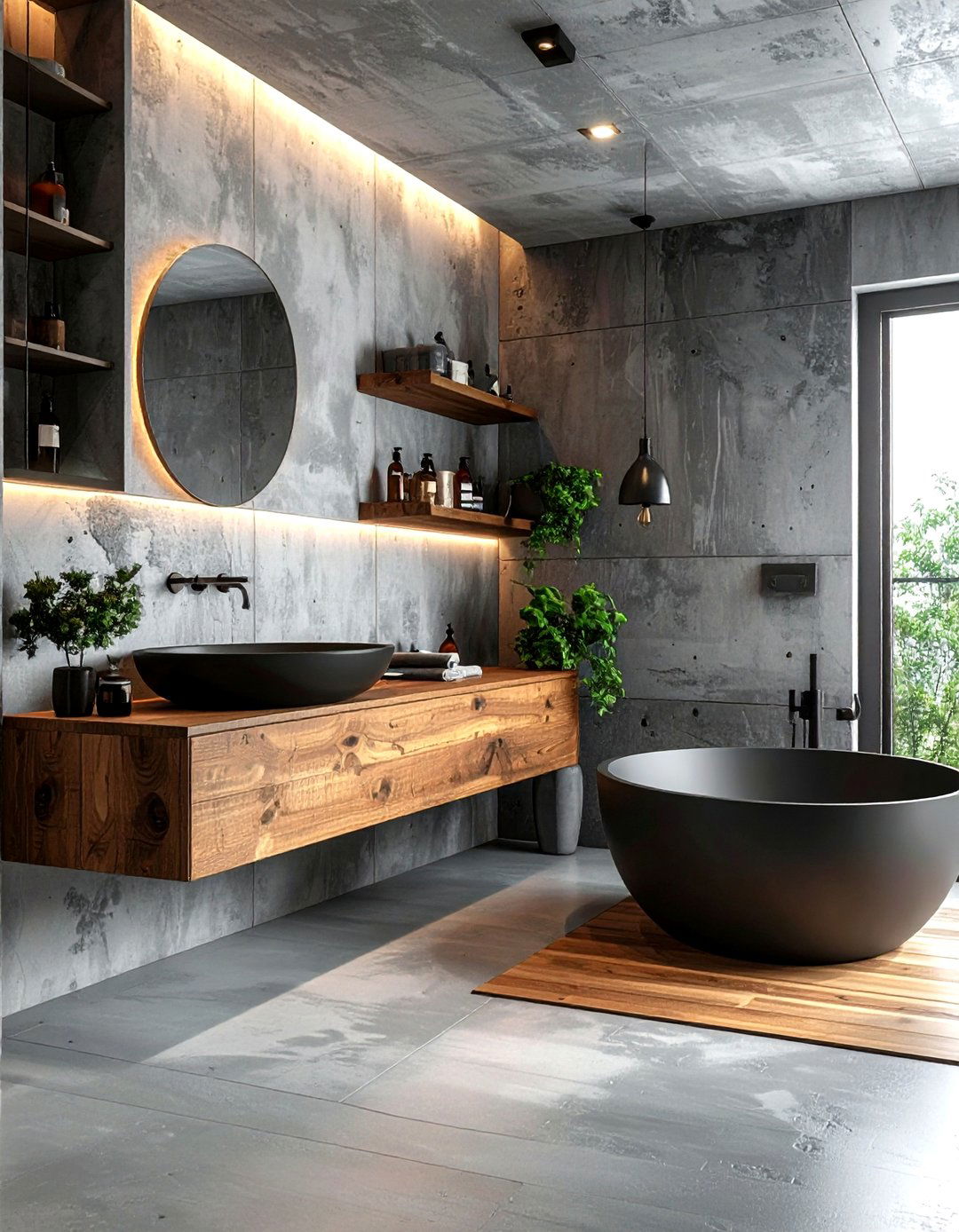 Concrete Wall Bathroom - 30 chic bathroom ideas