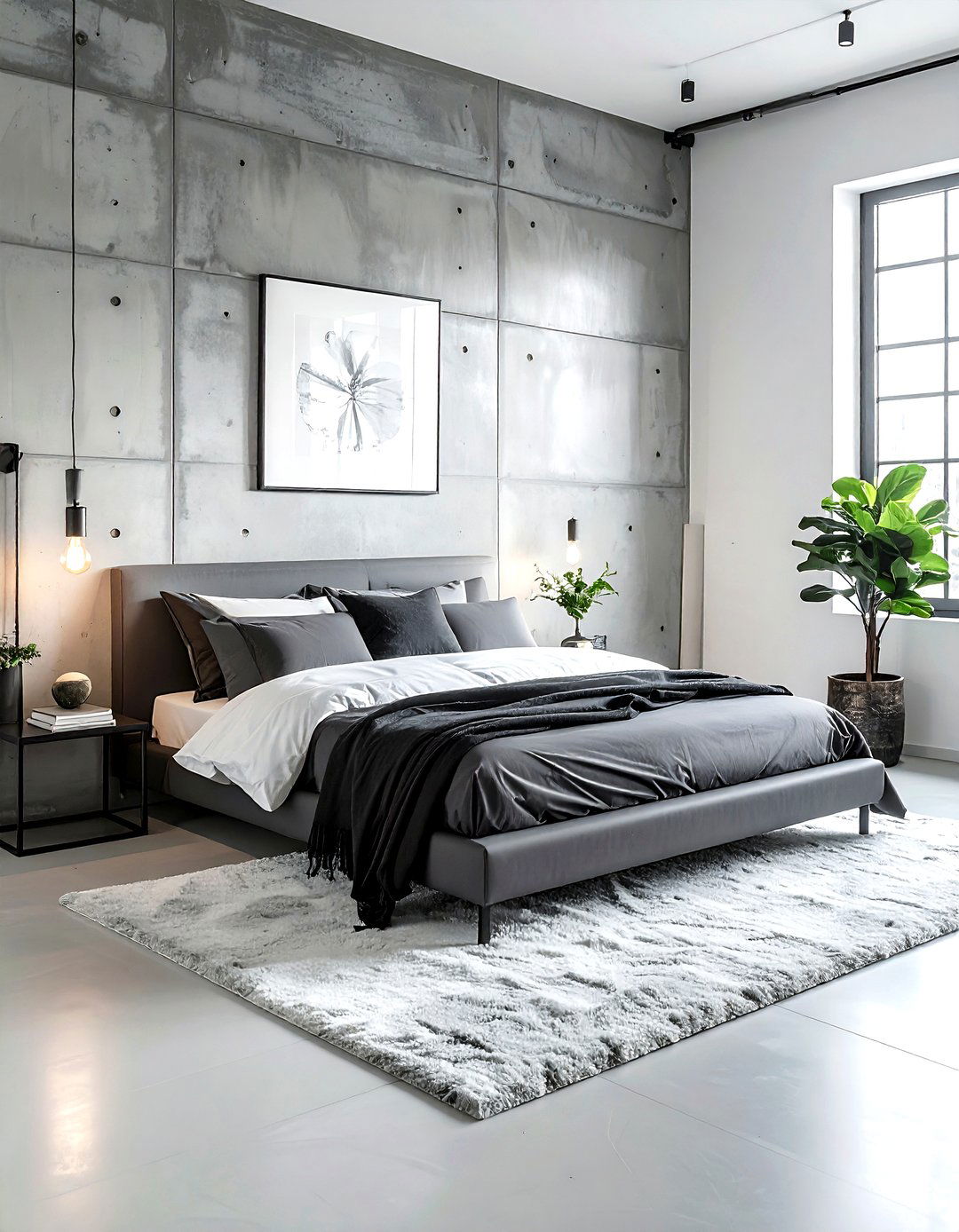 Concrete Wall Bedroom - 30 industrial gray bedroom ideas