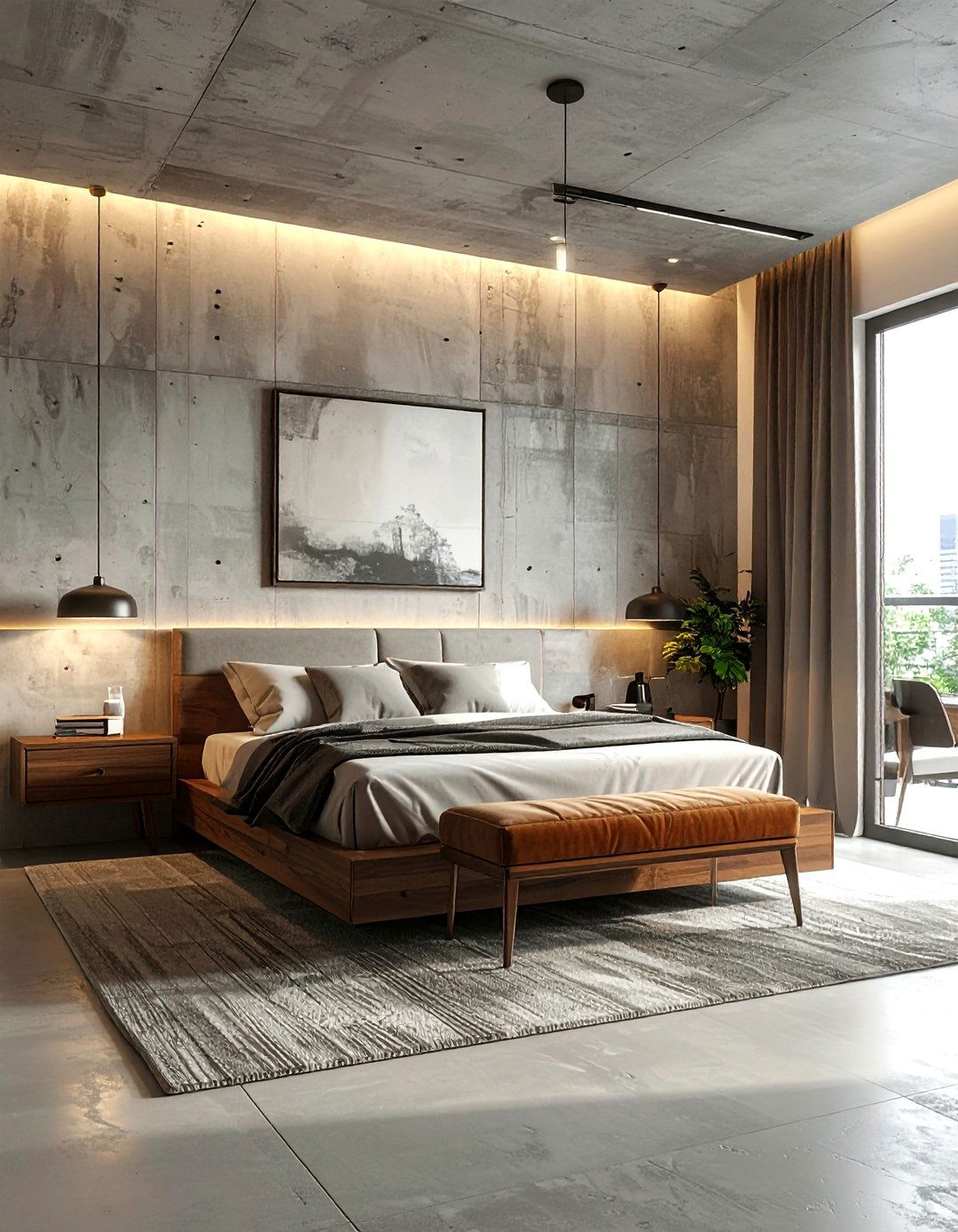 Concrete Wall Bedroom - 30 modern bedroom ideas