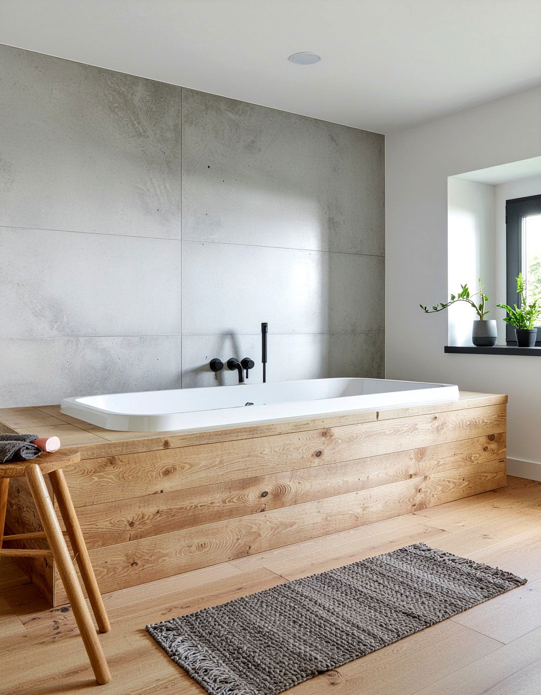 Concrete Wall Finish - 30 bathroom tub accent ideas