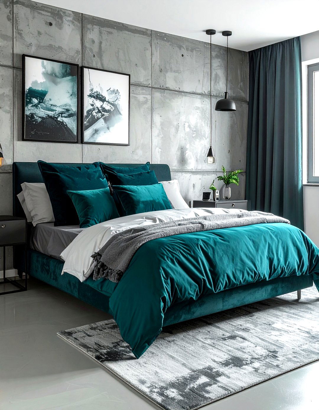 Concrete Wall Teal Bedroom - 30 industrial teal bedroom ideas