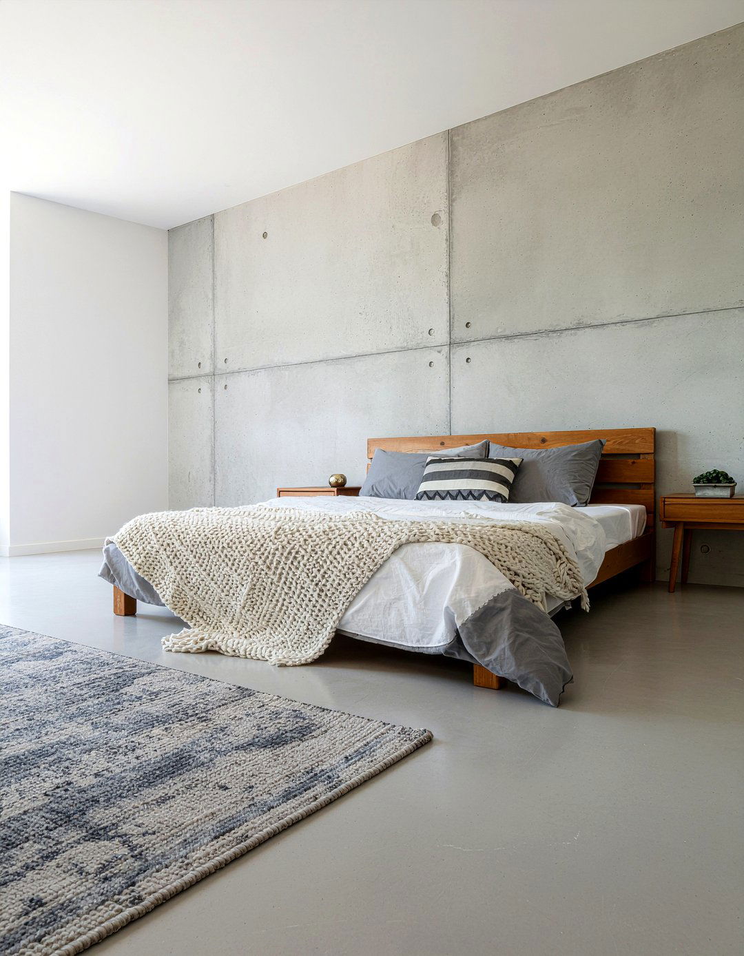 Concrete accent wall - 30 contemporary bedroom ideas