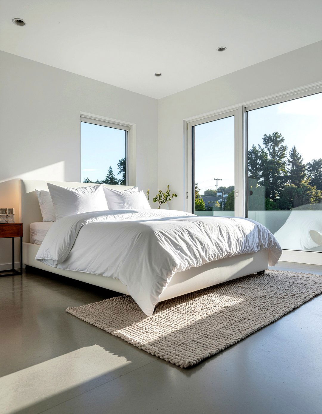 Concrete and white bedroom - 30 concrete bedroom ideas