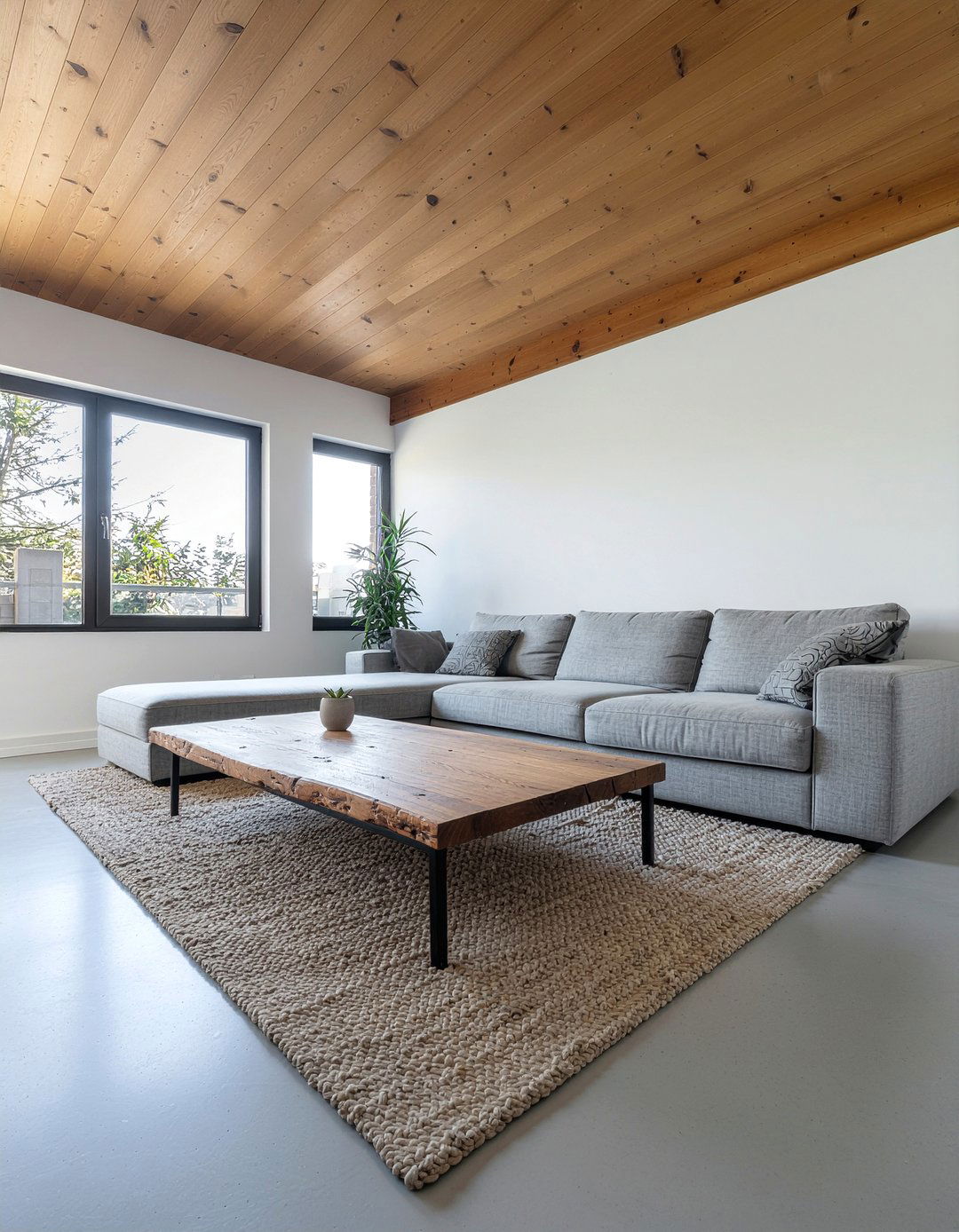 Concrete and wood living room - 30 concrete living room ideas