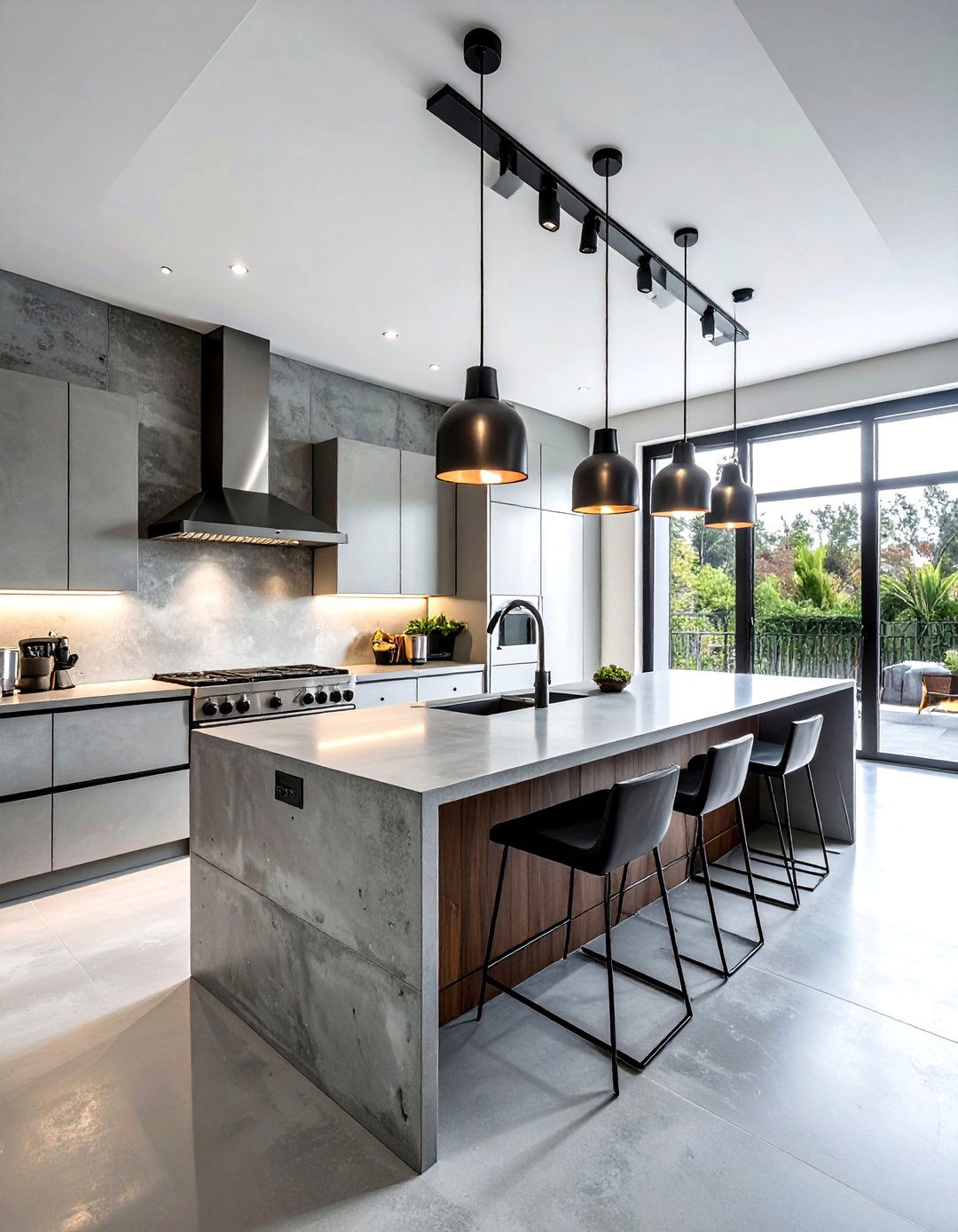 Concrete backsplash - 30 full height kitchen backsplash ideas