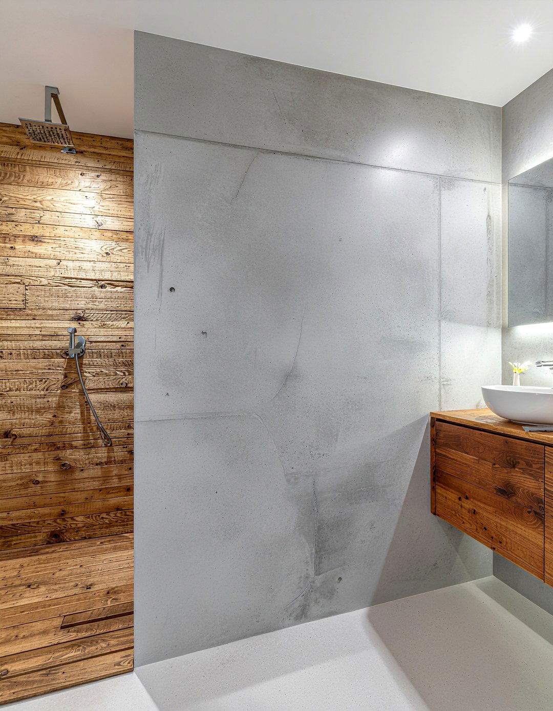 Concrete bathroom partition - 30 bathroom half wall ideas