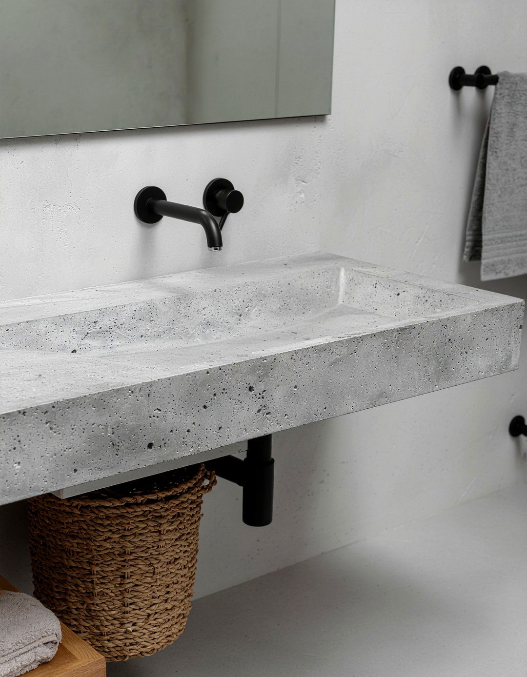 Concrete bathroom sink - 30 bathroom gut renovation ideas
