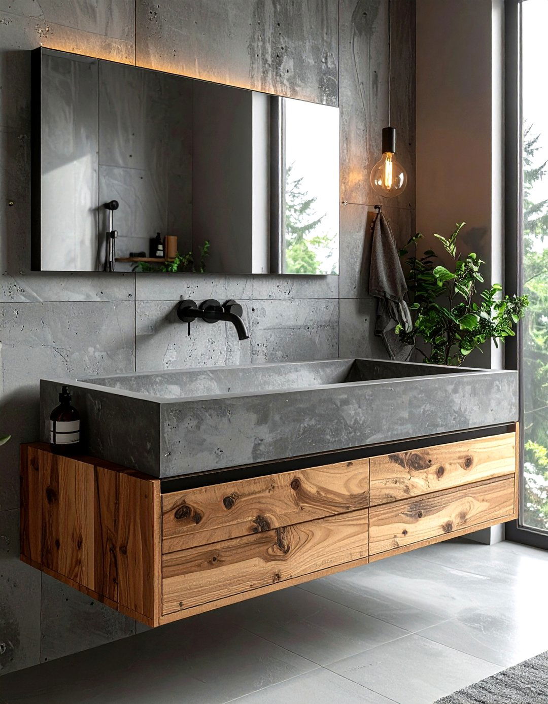 Concrete bathroom sink - 30 bathroom update ideas