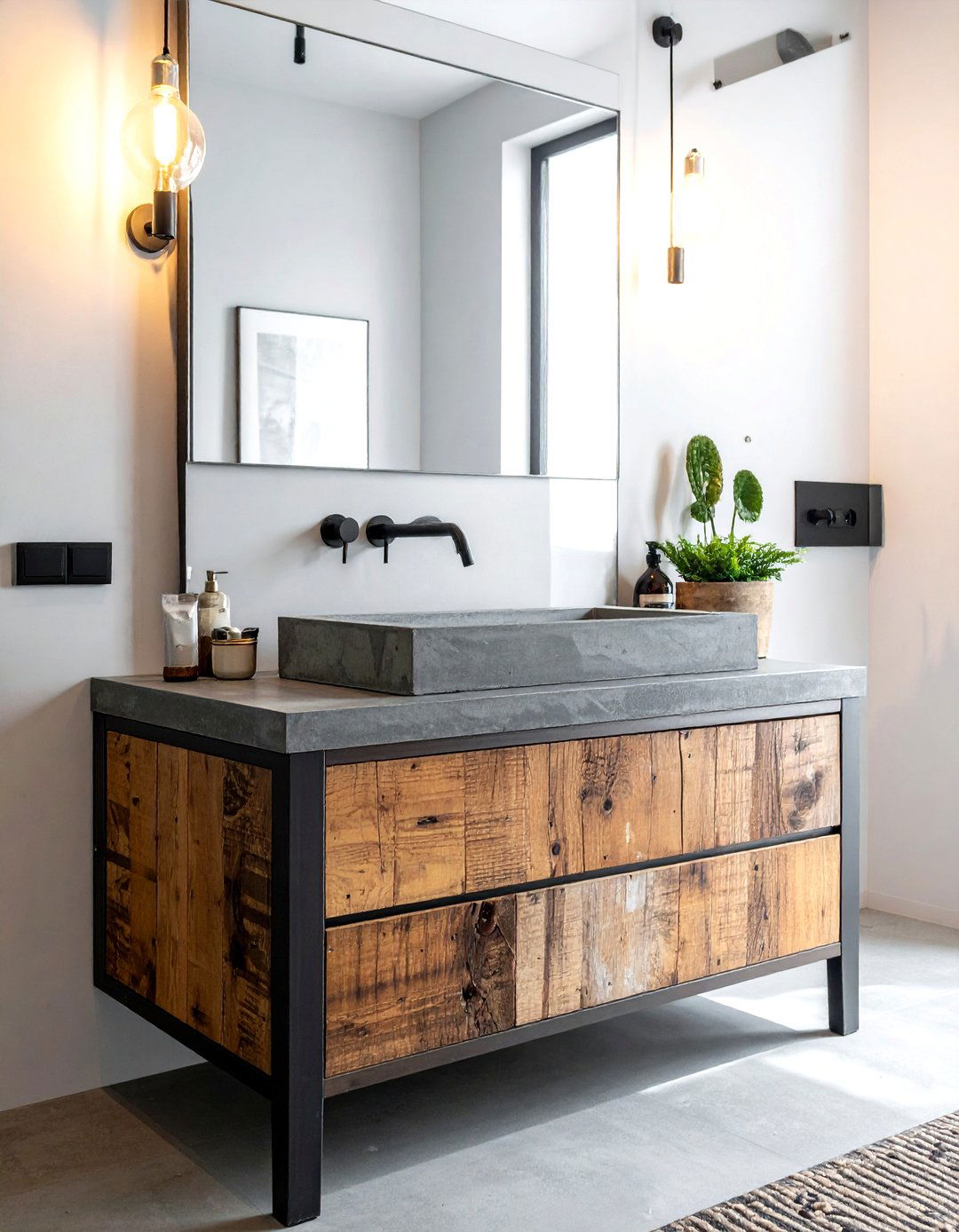 Concrete bathroom sink - 30 earthy tone bathroom ideas