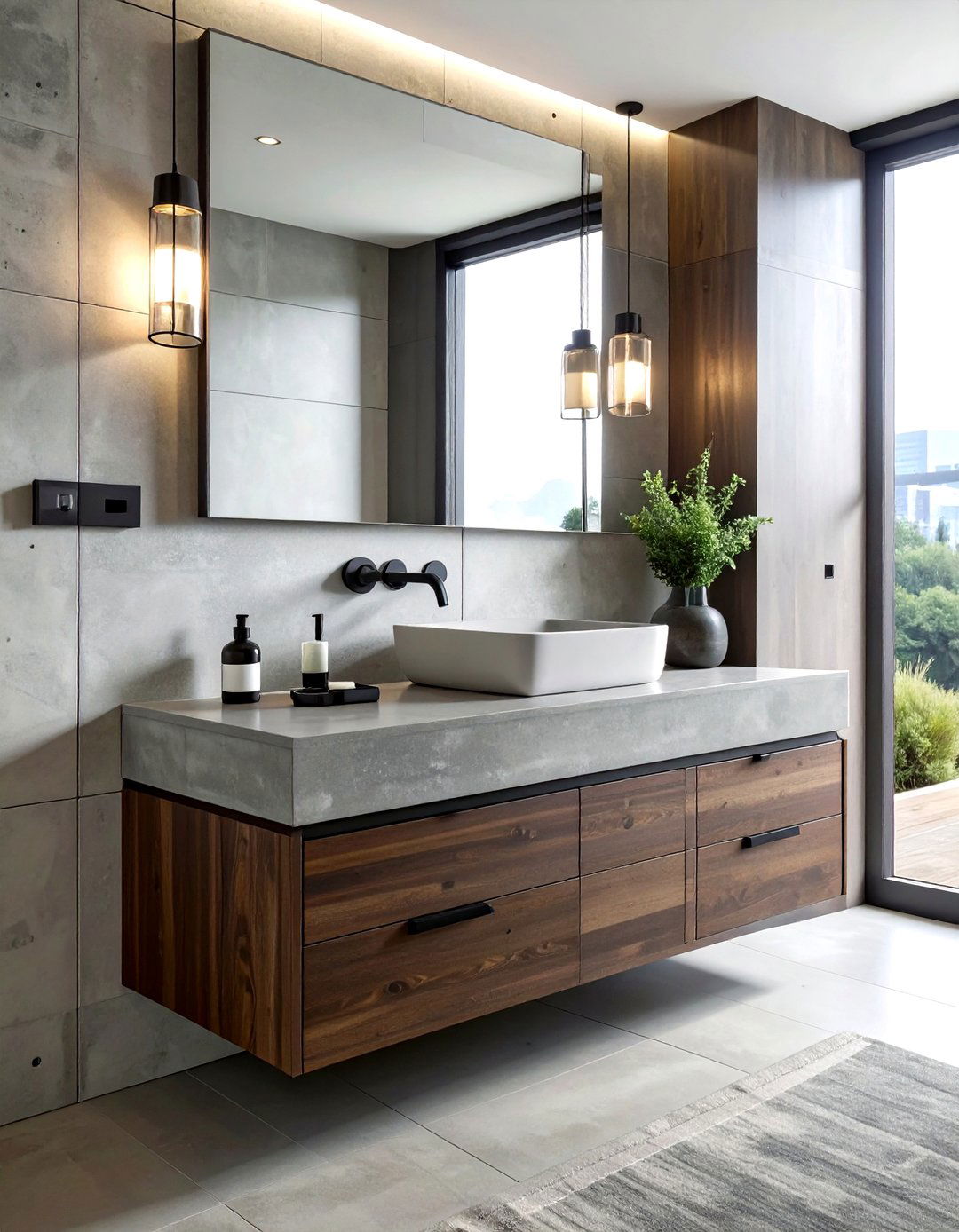 Concrete bathroom vanity - 30 bathroom renovation before and after