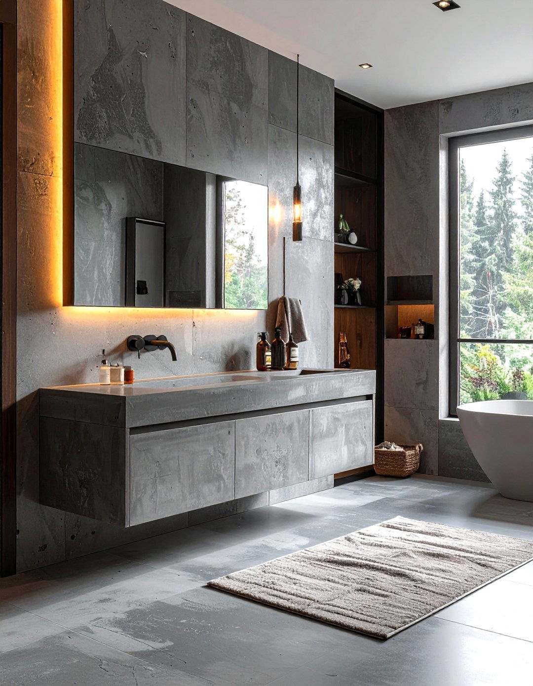 Concrete bathroom vanity - 30 before and after bathroom ideas