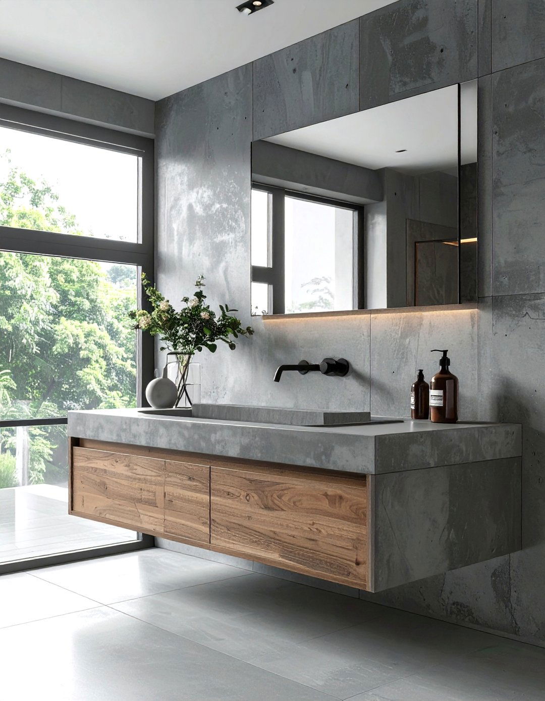 Concrete bathroom vanity - 30 Fixer Upper bathroom ideas