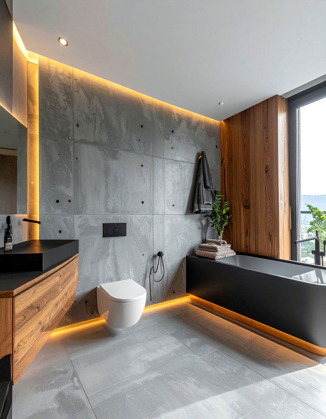 Concrete bathroom wall - 30 dramatic bathroom ideas