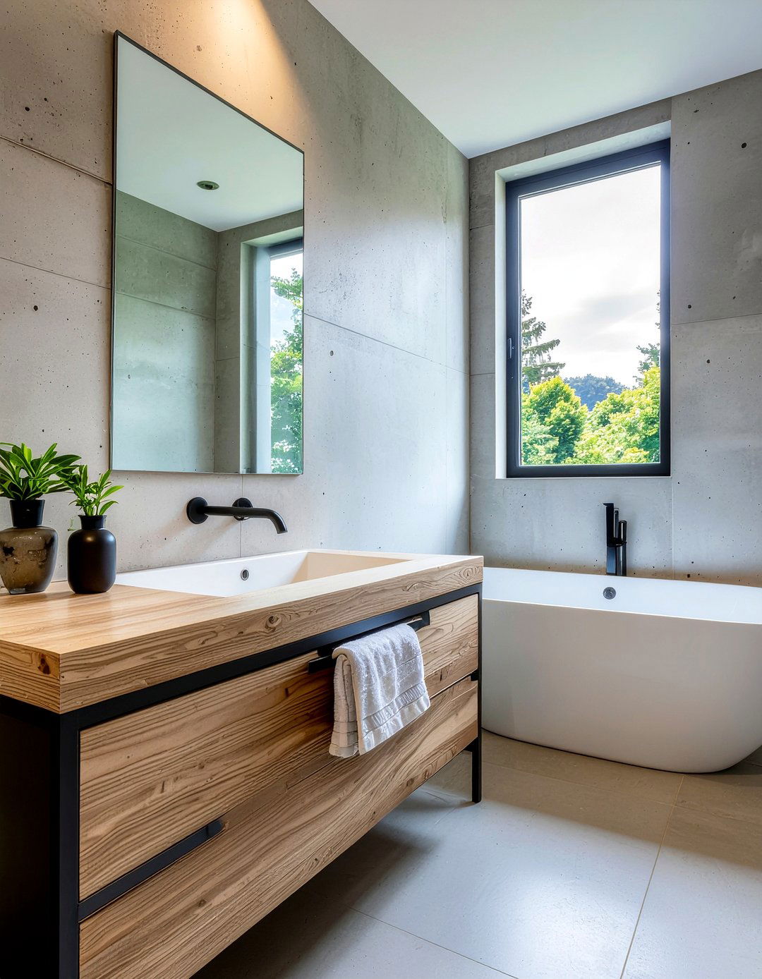 Concrete bathroom wall - 30 professional bathroom ideas