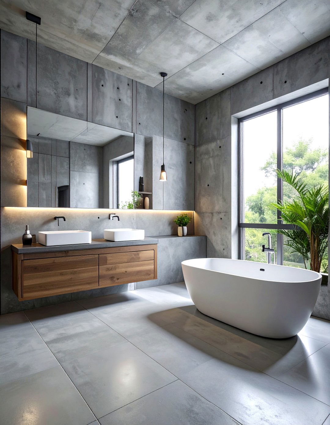 Concrete bathroom walls - 30 cool tone bathroom ideas