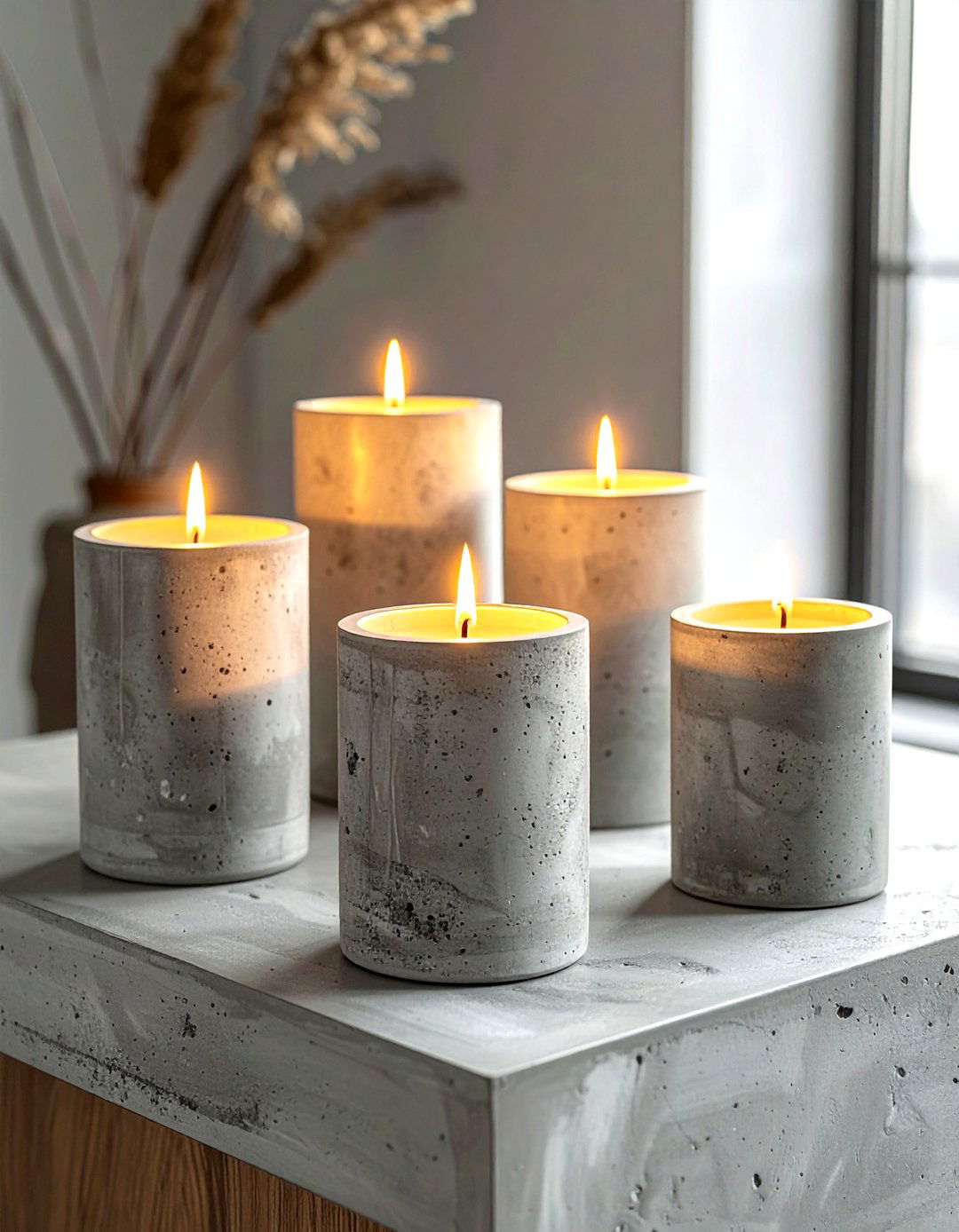 Concrete candle holder - 30 grey living room accessories ideas