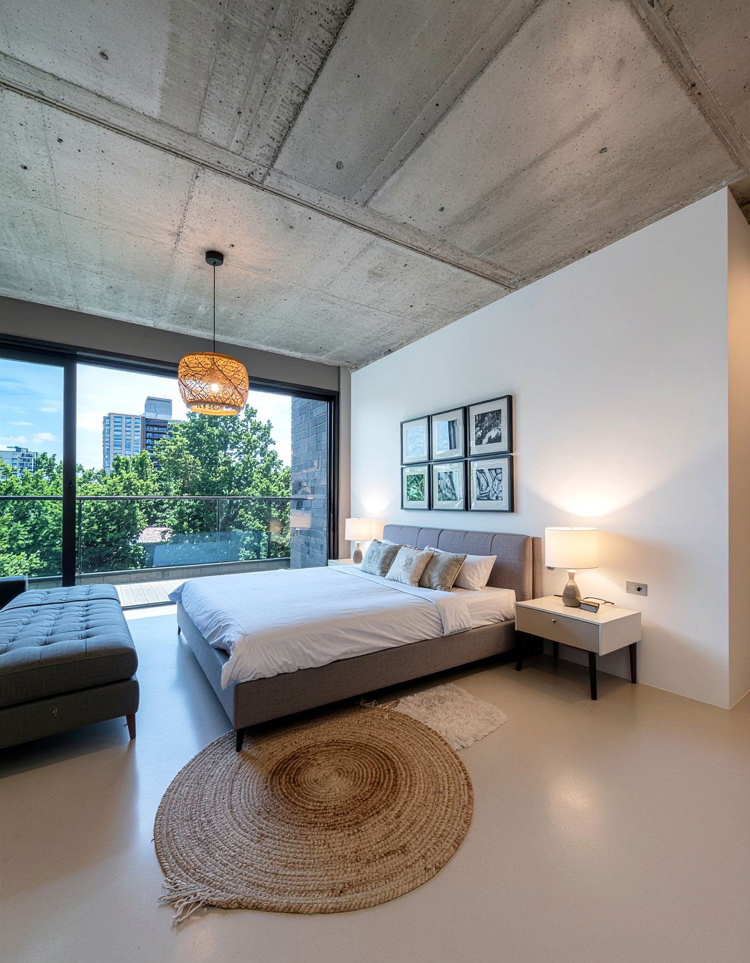Concrete ceiling - 30 concrete bedroom ideas