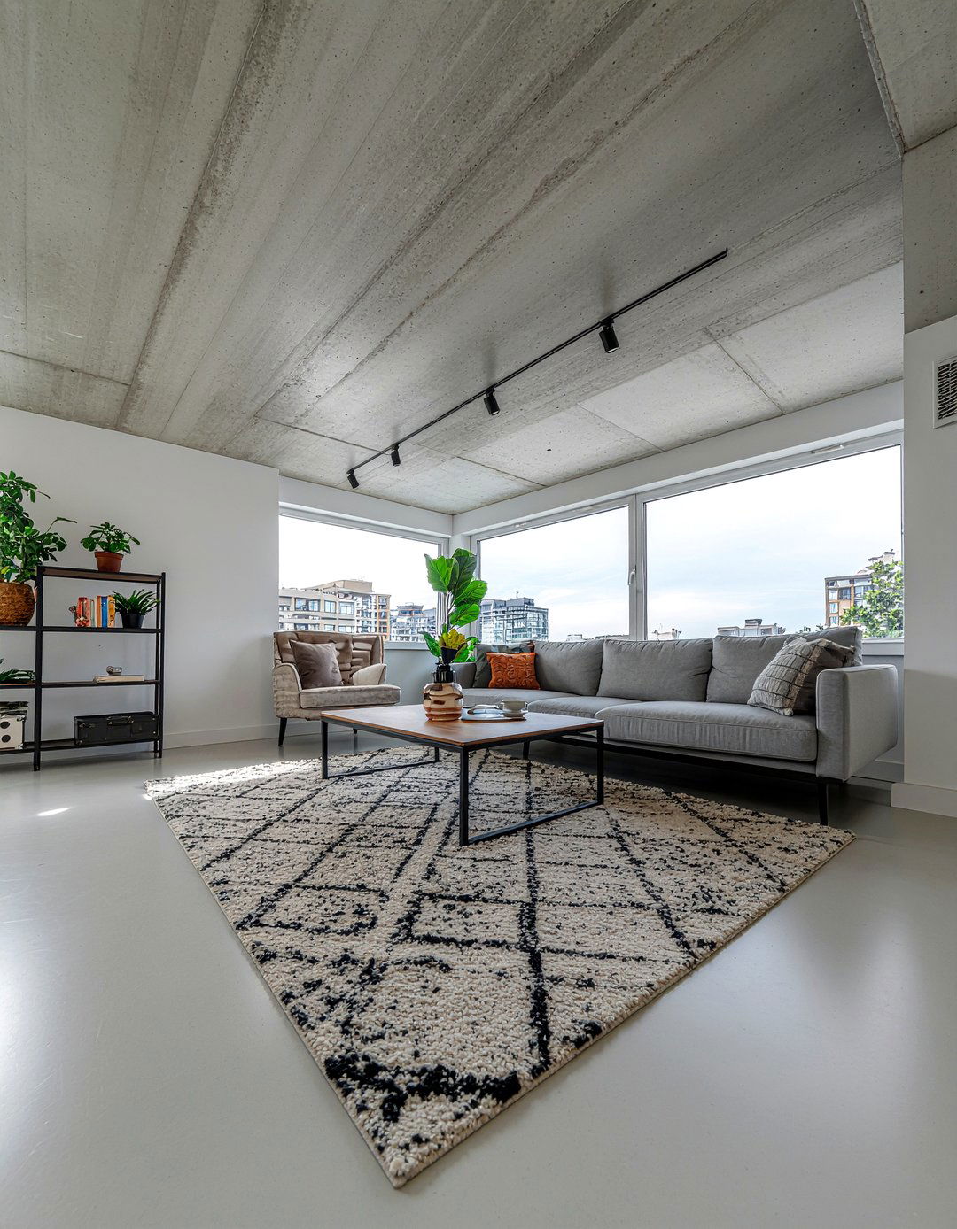 Concrete ceiling - 30 living room statement ceiling ideas