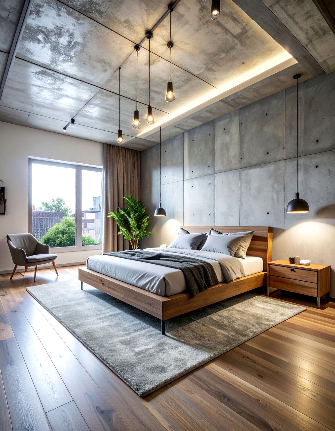 Concrete ceiling - 30 bedroom ceiling design ideas