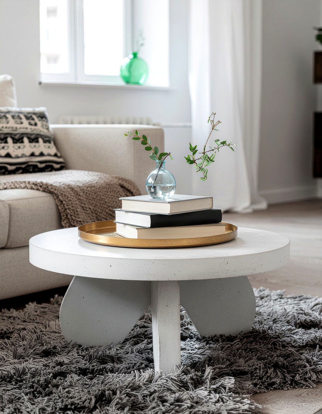 Concrete coffee table - 30 concrete living room ideas