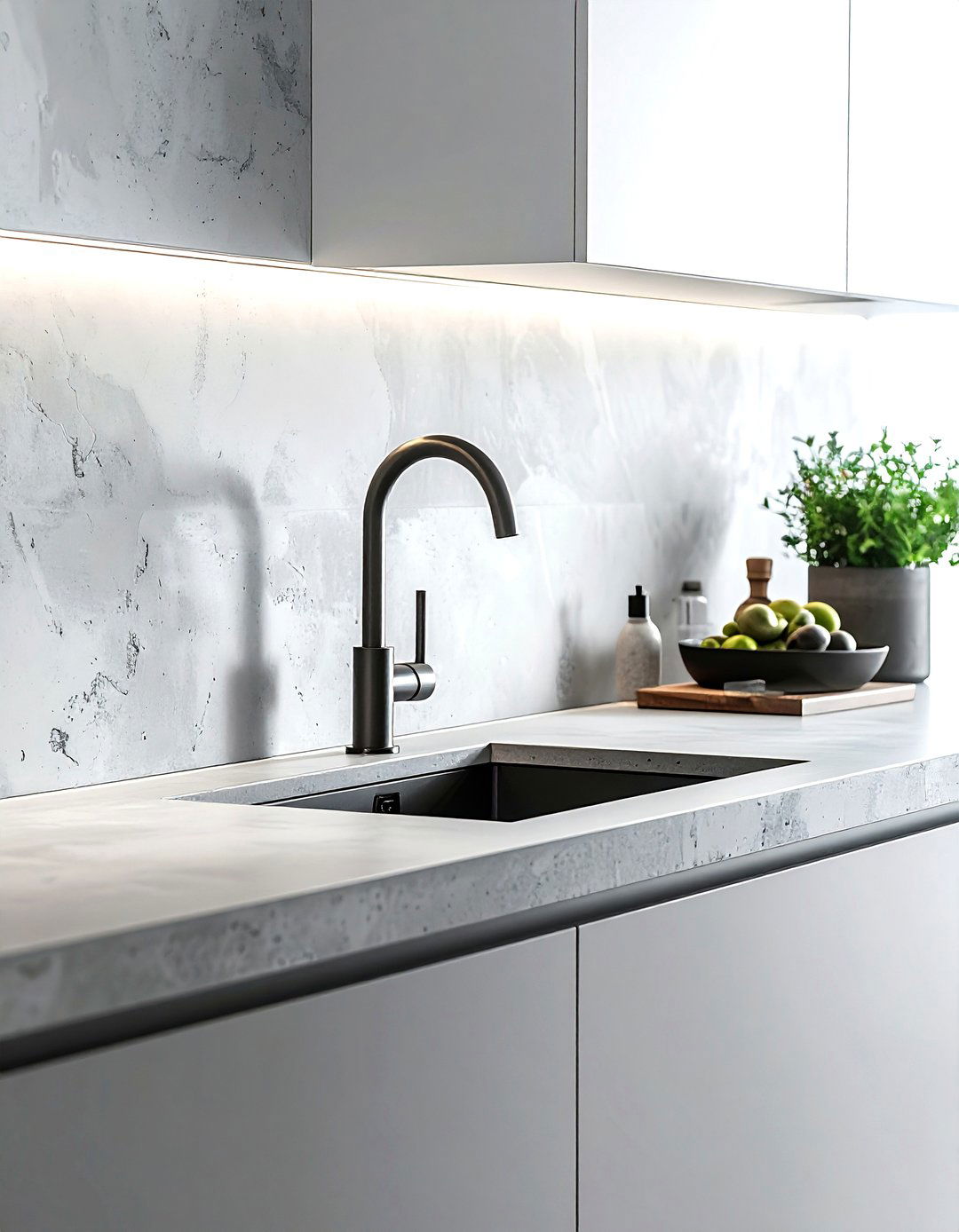 Concrete countertop wall mount faucet - 30 wall-mount kitchen faucet ideas
