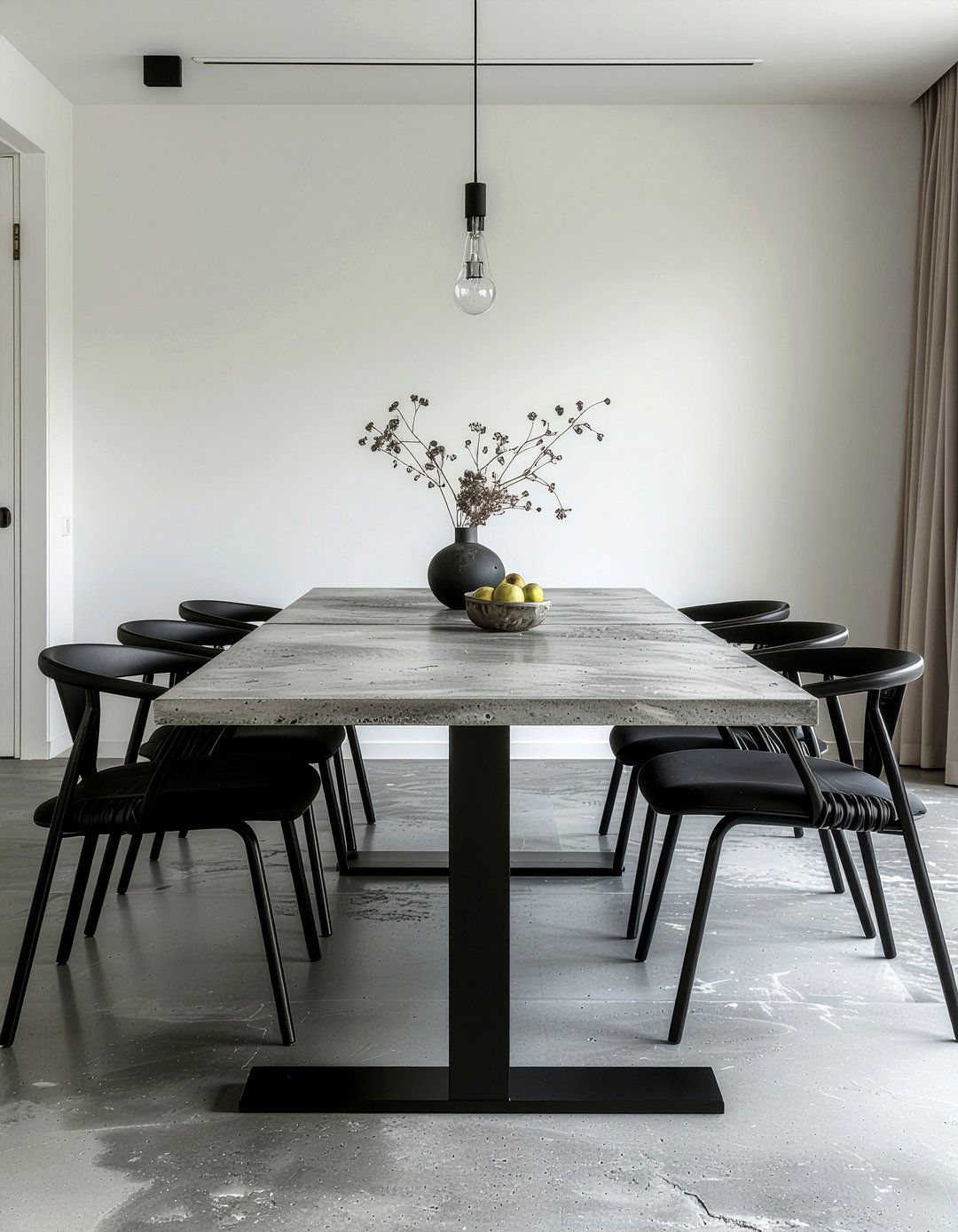 Concrete dining table - 30 low-maintenance dining room ideas