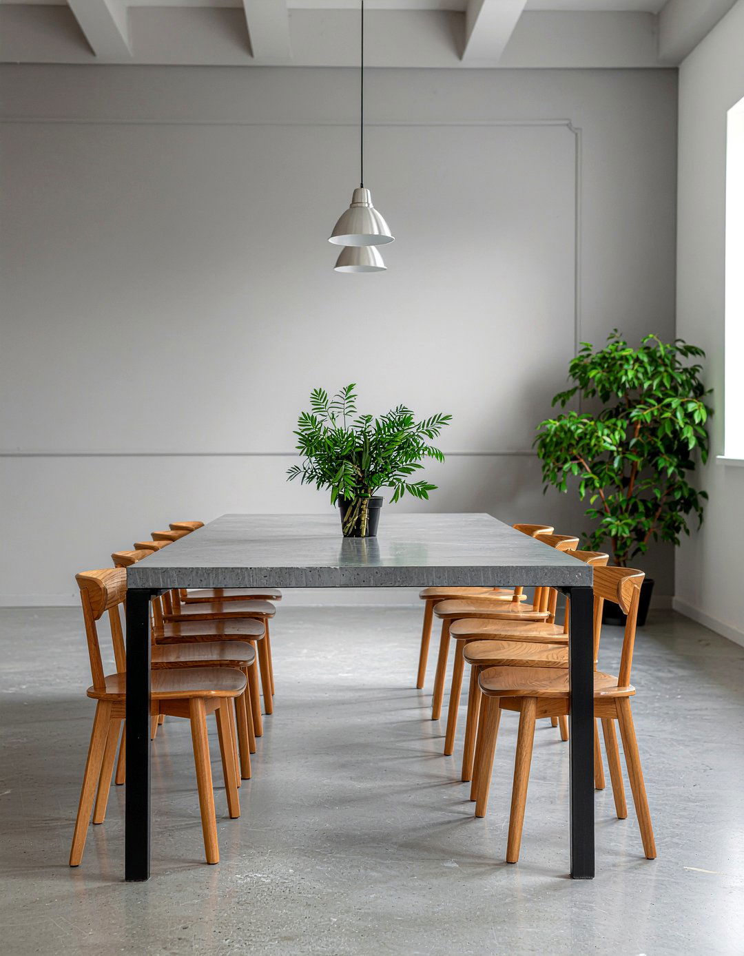 Concrete dining table set - 30 dining area ideas