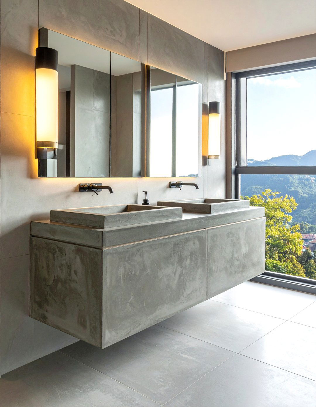 Concrete double vanity sink - 30 concrete sink ideas