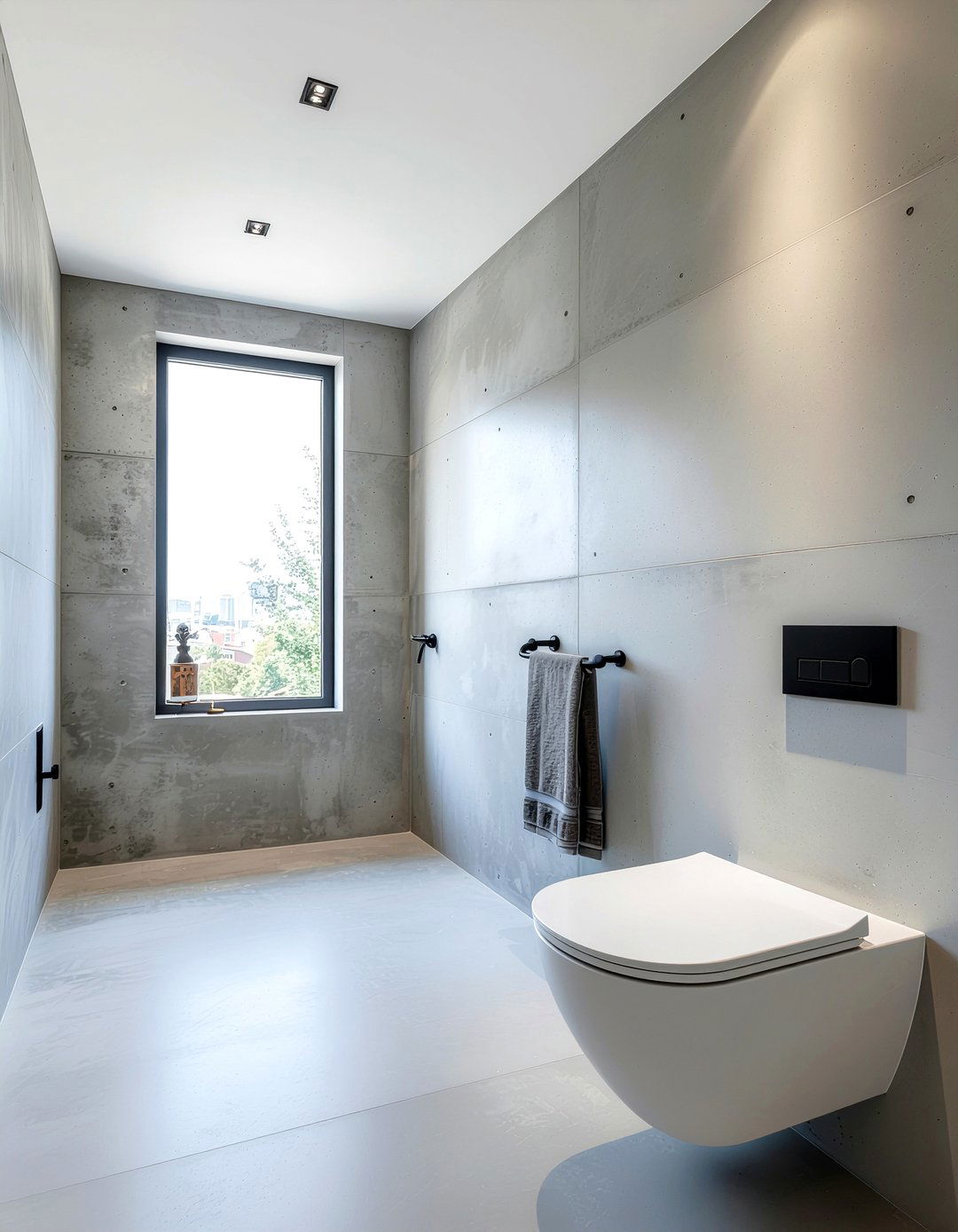 Concrete finish bathroom wall - 30 bathroom feature wall ideas