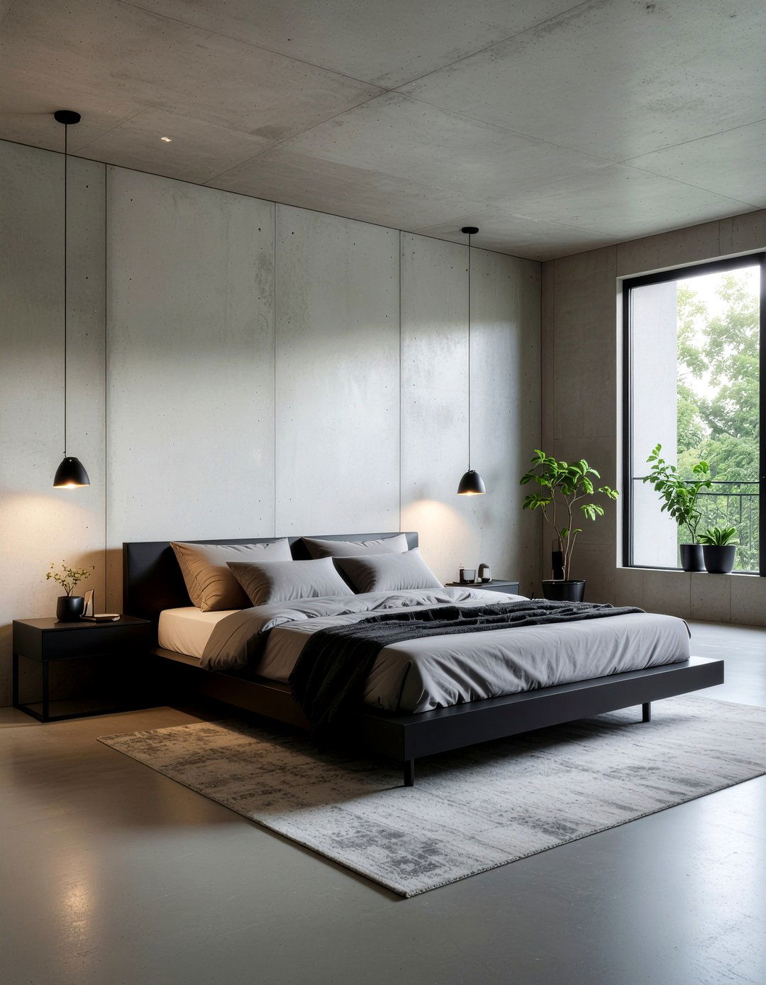 Concrete finish bedroom wall - 30 bedroom wall texture ideas