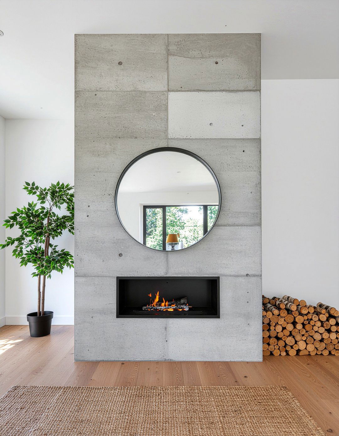 Concrete fireplace surround - 30 concrete living room ideas