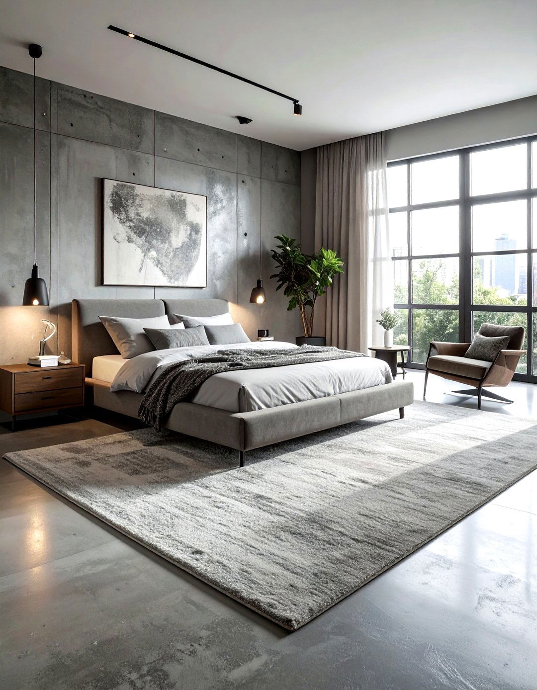 Concrete floor bedroom - 30 industrial grey bedroom ideas