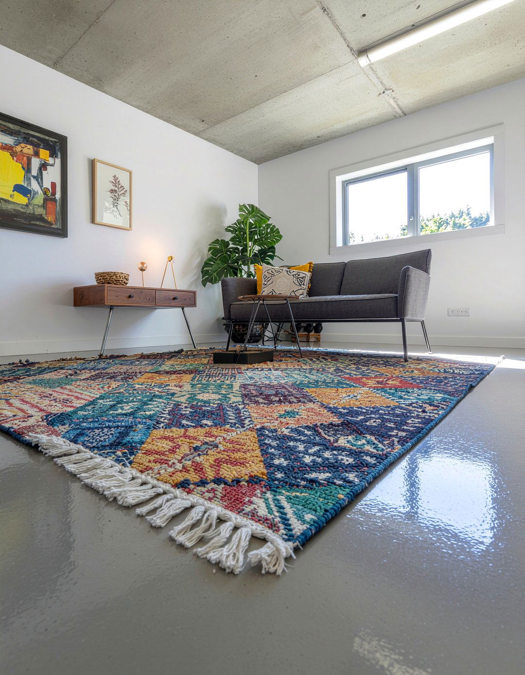 Concrete floor garage living room - 30 converted garage living room ideas