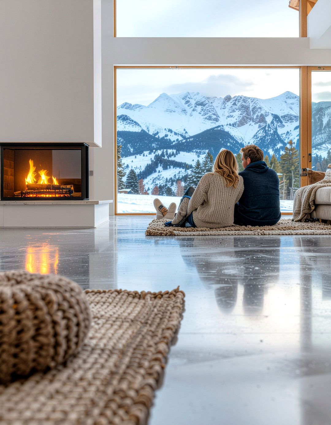 Concrete floor radiant heating living room - 30 polished concrete living room ideas