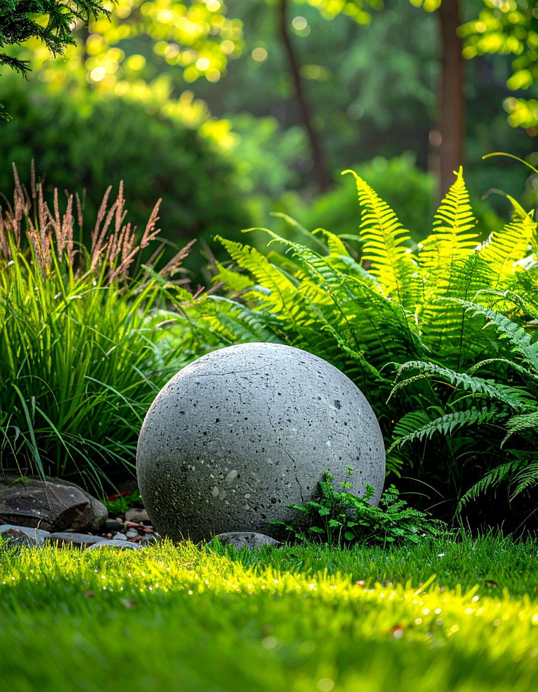 Concrete garden ball - 30 sphere decor ideas
